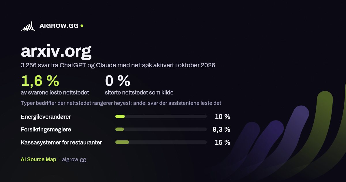 Hvor ofte ChatGPT og Claude leser arxiv.org, og hvor nettstedet rangerer høyest i oktober 2026