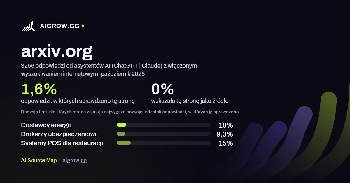Jak często asystenci AI (ChatGPT i Claude) sprawdzają tę stronę (arxiv.org) i gdzie zajmuje ona najwyższe pozycje, październik 2026